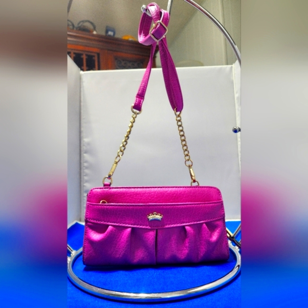 Juicy Couture Pink Crossbody Bag And Wallet With Gold Chain